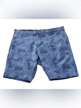 Tee Time Golf Shorts Blue Palm Print Mens 38 Stretch Performance